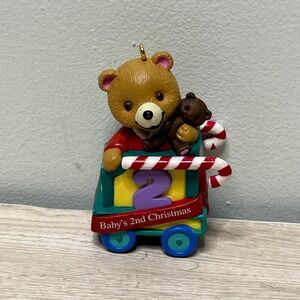 1999 Hallmark Keepsake Ornament Baby's 2nd Christmas Teddy Bear Candy Cane